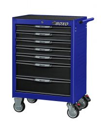 BOXO Gereedschapswagen met 7 laden en MIS-systeem 681x459x1000 mm, blauw, 330-dlg.
