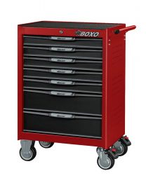 Rode gereedschapswagen met 7 laden en 4 laden gevuld, 238-dlg.