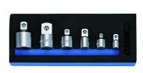 1/4", 3/8", 1/2" en 3/4" Verloopdopsleutelset 6-dlg.