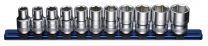 1/2" Dopsleutelset op rail 11-dlg.