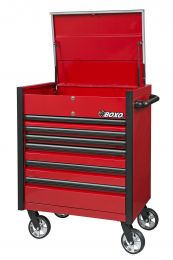 Gereedschapswagen 36" Deluxe met 6 laden - rood