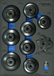 BOXO 3/8” Oliefilterdopsleutelset voor Europese voertuigen 16-dlg.